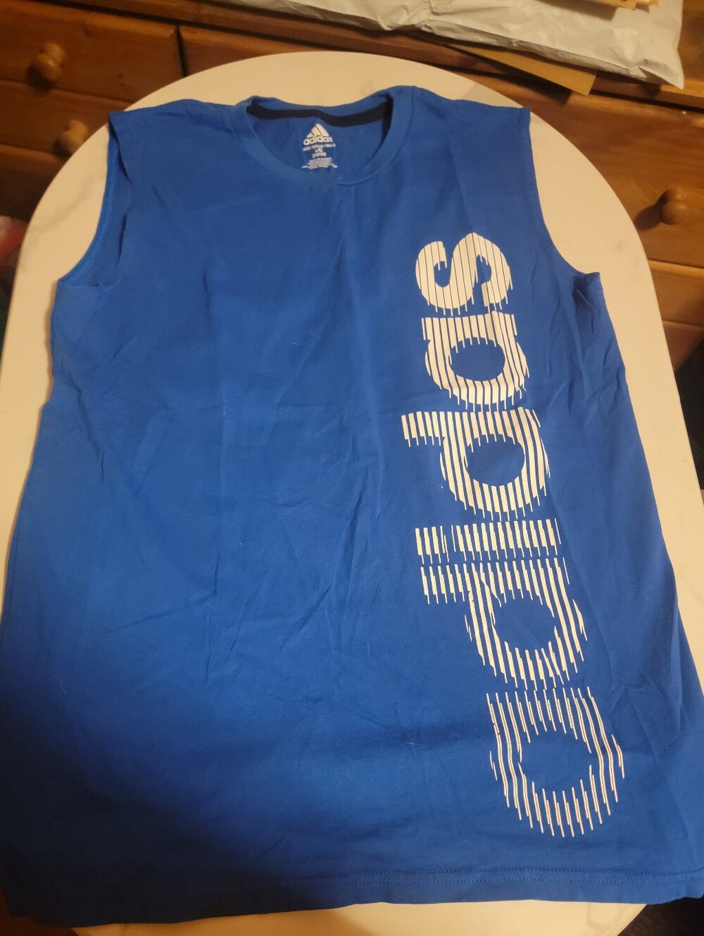 adidas Blue Boys' Sleeveless Tank with Vertical Logo